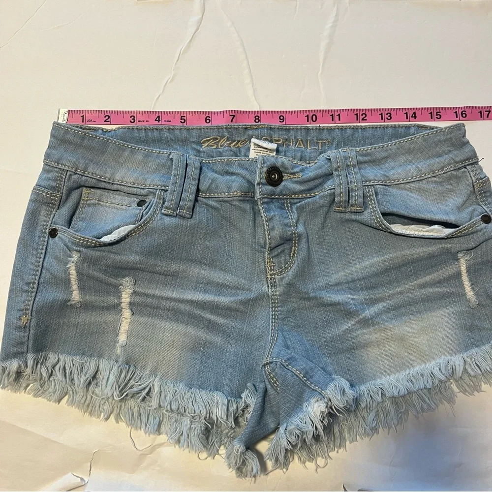 Blue Asphalt Light Wash Denim Distressed Shorts